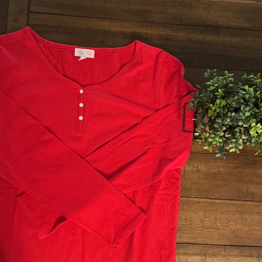NWT Pink Lily Red Long Sleeve Tee - Picture 2 of 8